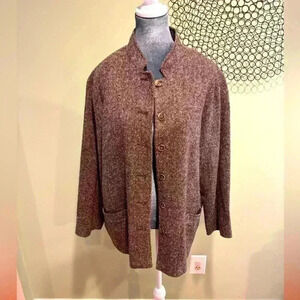 Orvis Blazer - tweed brown burgundy lining -Size Large
